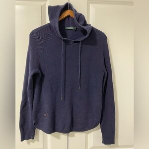 RALPH LAUREN- navy knit hooded sweater